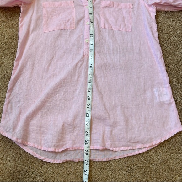 Old Navy Top Women’s XS Pink Linen Tunic Popover Buttons Henley Pockets Coastal - Picture 7 of 10